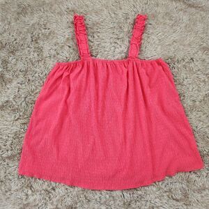 Unbranded Scrunch Strip Loose Fit‎ Polyester Tank Top Red Women's Size Large